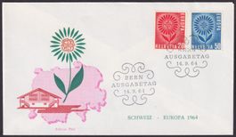1964 EUROPA FDC im US-Format, illustriert und adresslos