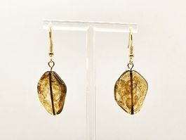 Ohrringe Ohrhänger Glas-Anhänger in Goldbraun