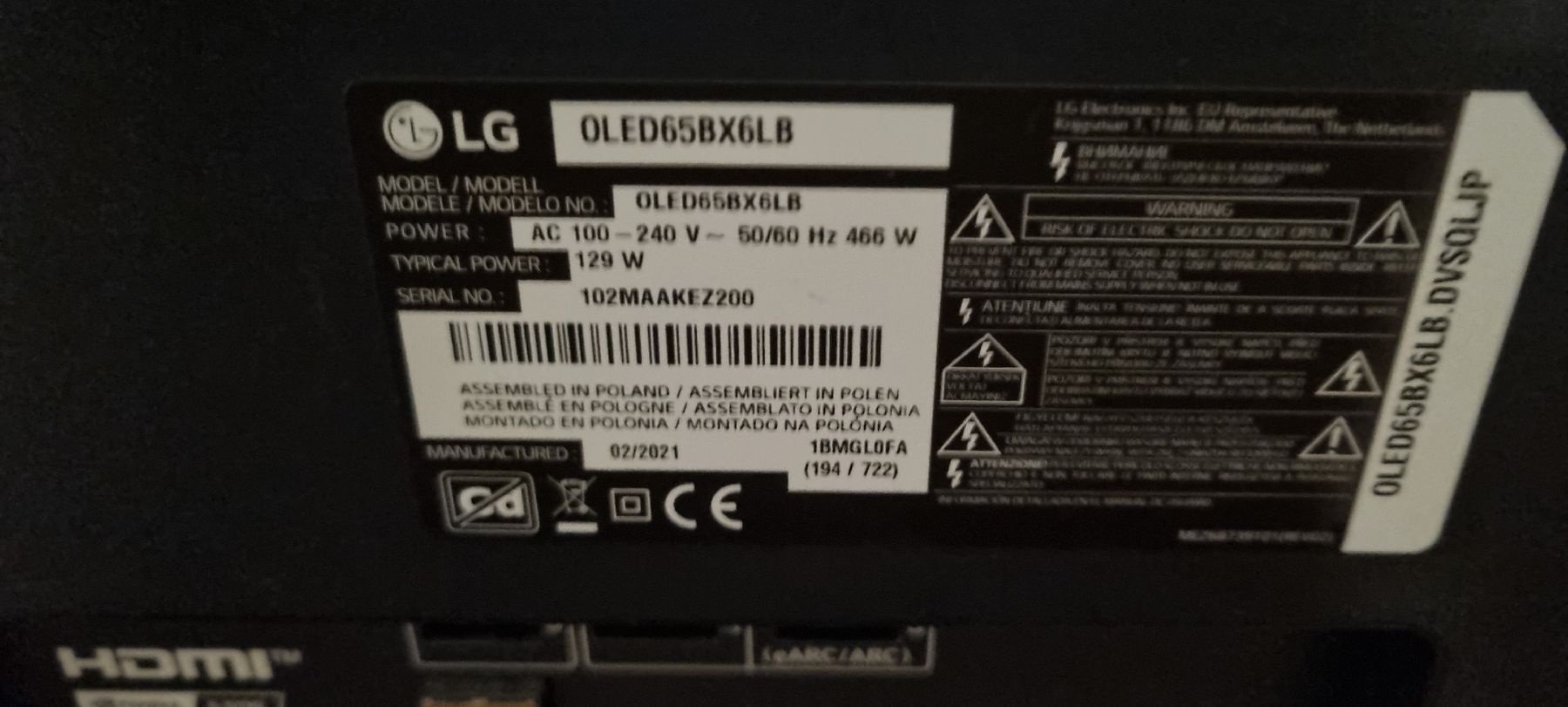 Televisori: OLED65BX6LB – Difettoso da Rombach venduto da ste_8mhl 1