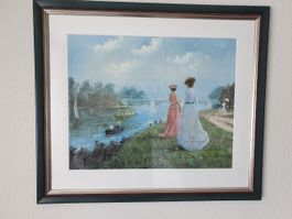 Nostalgisches Oelbild hinter Glas
