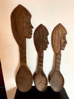 3 Holzlöffel, Indio Motive als Wanddekoration - Brasilien