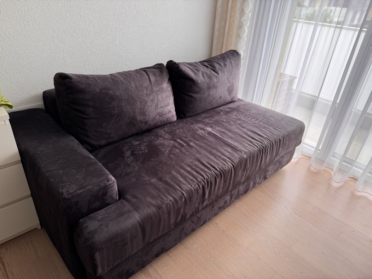Sofas: Sofa mit Bettfunktion, dunkelgrau, wird entsorgt bis 31.7.26 – D'occasion à Frasnacht par Falo03