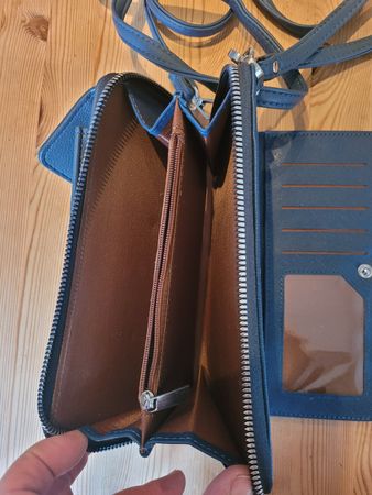 Leder-Handytasche mit Umhängeband Portemonnaie Kartenfach