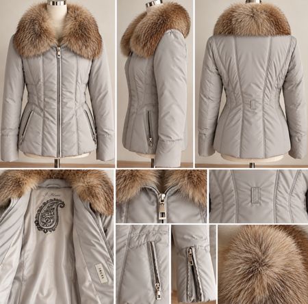 Elegante iBlues Winterjacke mit abziehbaren Fuchsfellkrage