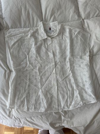 Chemise blanche Tommy Hilfiger à motif monogramme, T.36/S