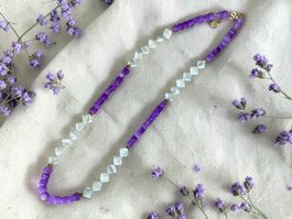 Unikat 💎 Neue Halskette mit Amethyst und Perlmutt