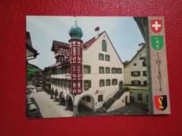 AK Lichtensteig Toggenburg Rathaus mit Schriftzug Wappen
