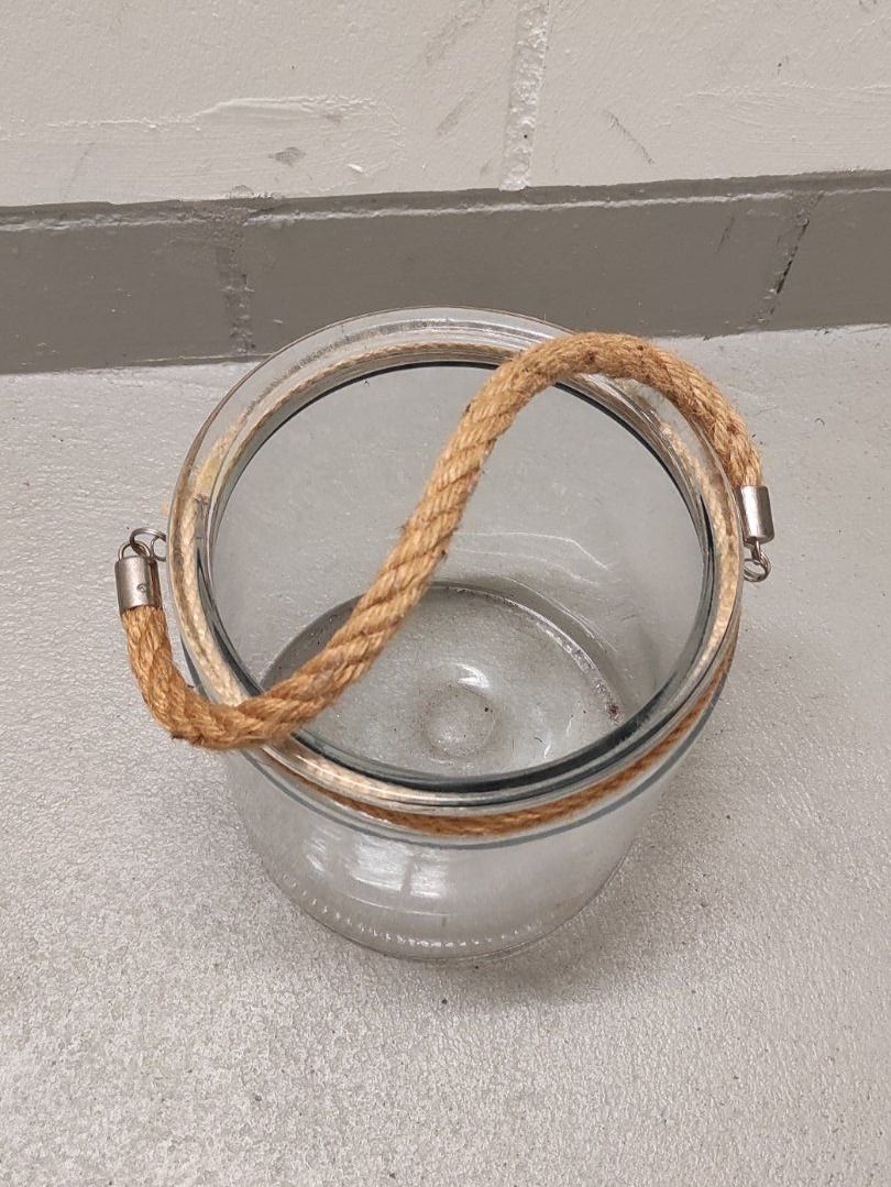 Alle Dekorationen: Glas Windlicht  Vase mit Jute-Henkel – Gebraucht aus Rümlang von Trojka25 2