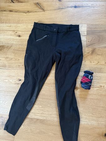 Reithose schwarz Grösse L mit Kniebesatz 