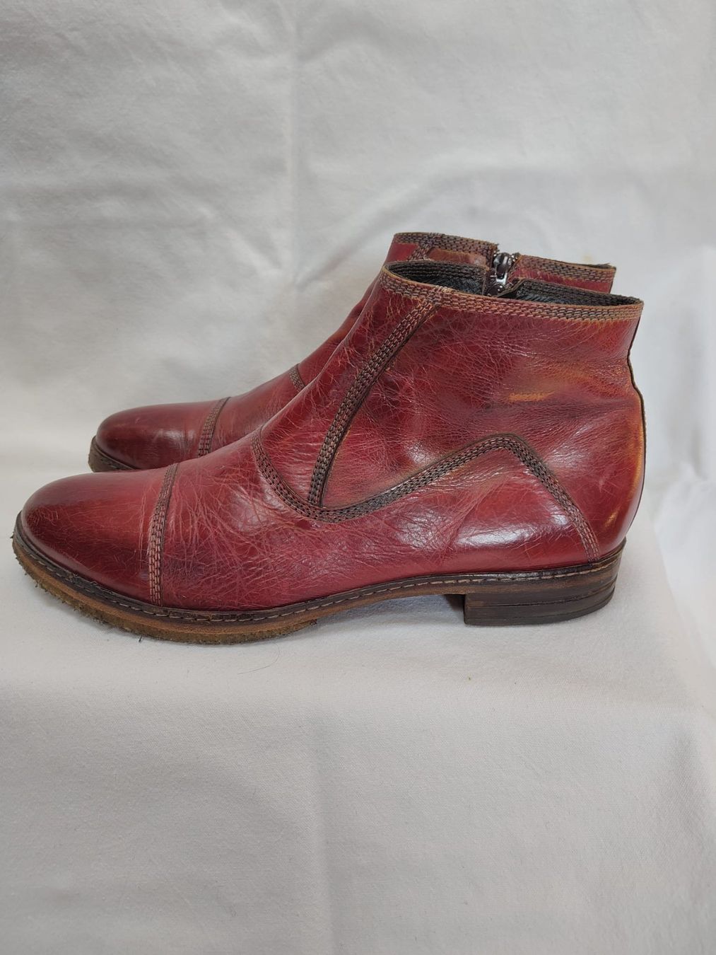 Scarpe da uomo: Rote Leder Herren-Stiefelette – Usato da Gümligen venduto da Clothing.and.Co 2