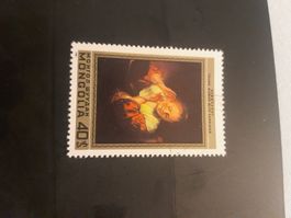 Mongolie - Timbre rare, Femme aux boucles d'oreilles, 1981