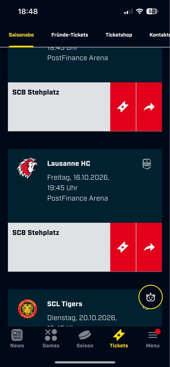 Biglietti: SCB - LHC 16.10.2026 – Nuovo (secondo la descrizione) da Reconvilier venduto da 96Chantal96
