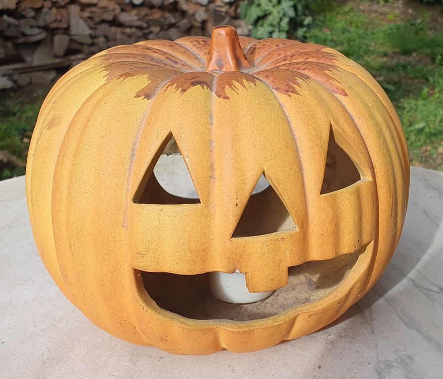 TOP BATHY Halloween-Kürbis-Laterne Mit Skelett-Design – Beleuchtet Für Drinnen & Draußen, Aus Kunststoff, LED, Gruselig-dekorativ