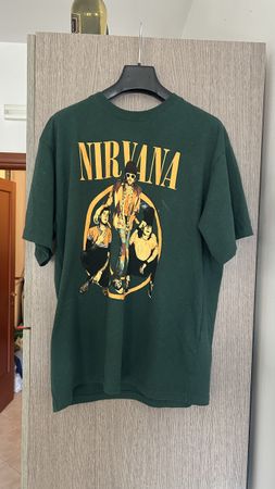 T-shirt vintage Nirvana verde bosco, taglia M da uomo