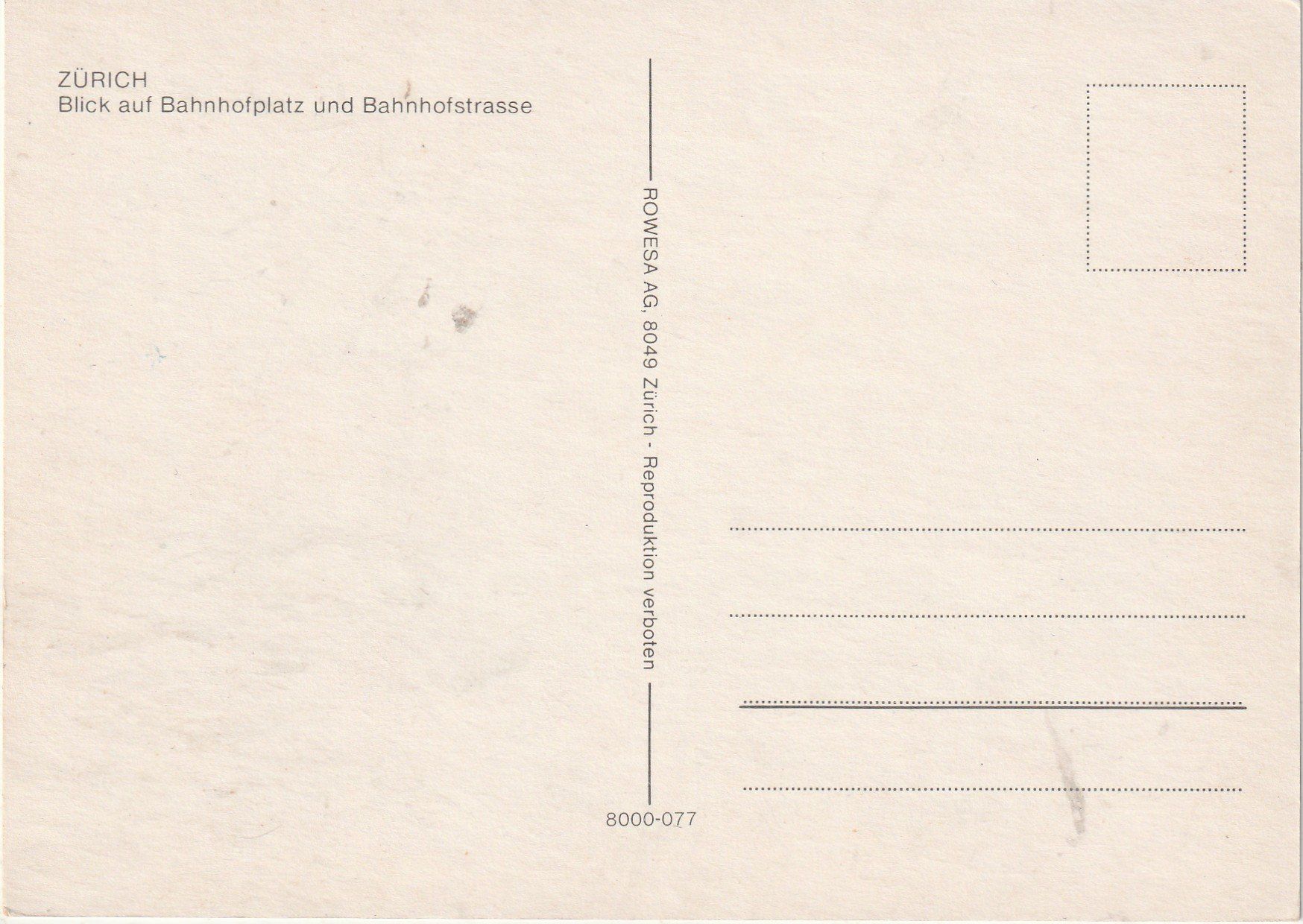 Cartoline postali: Zürich Bahnhofplatz – Usato da Lumbrein venduto da made02 1