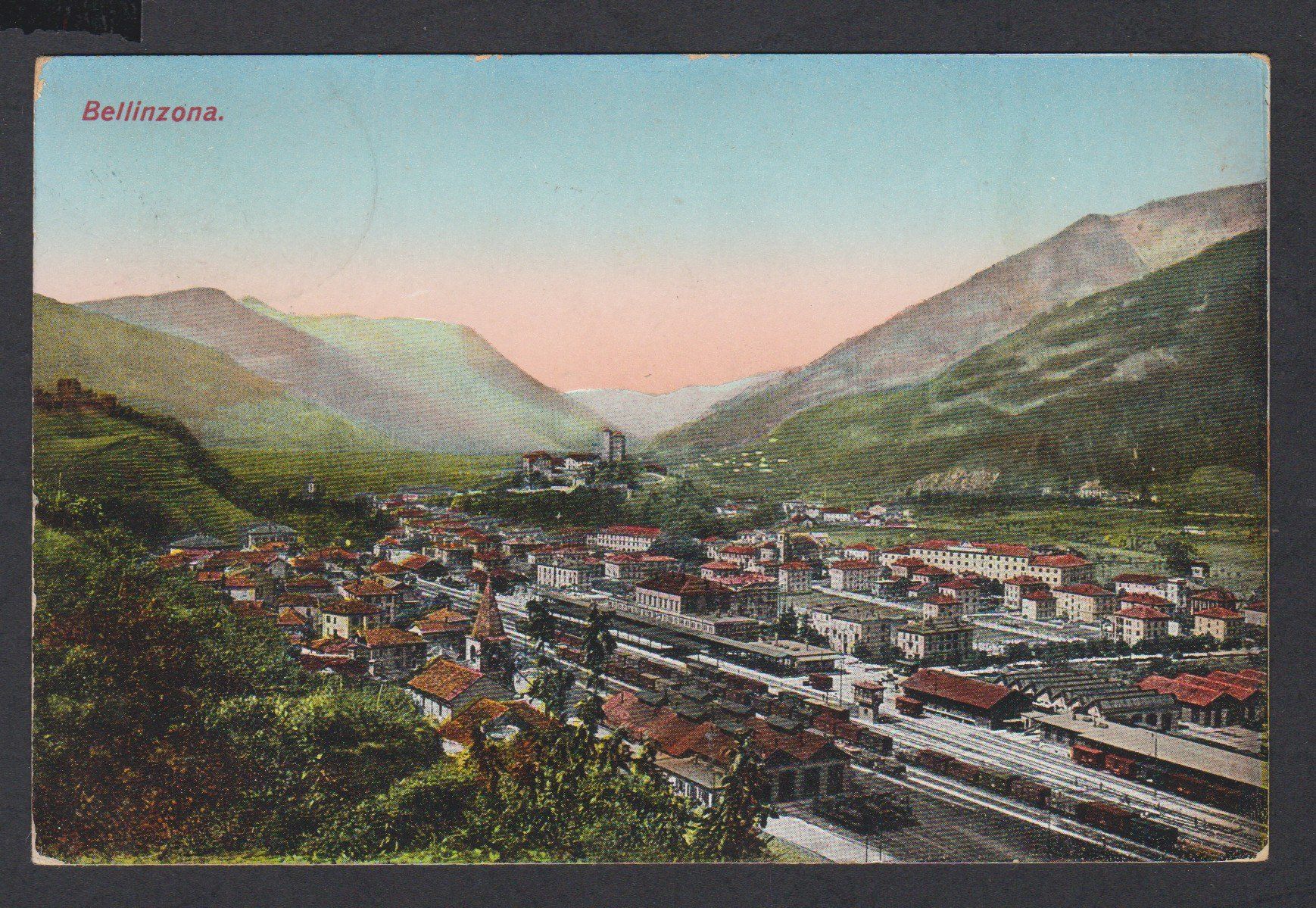 Cartoline postali: Bellinzona  TI  Bahnhofquartier   -  alte Ansichtskarte 1911 – Usato da Vitznau venduto da Ropaku