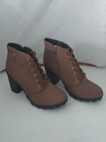 Bottines marron à lacets, talon bloc, idéales automne!