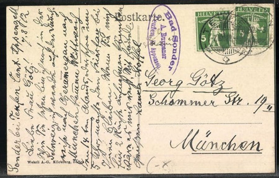 Cartoline postali: Appenzell, Prozession Abtskapelle, gelaufen 1912 – Usato da Frauenfeld venduto da POML 1