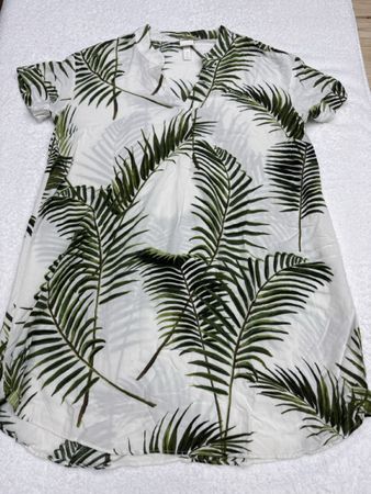 Robe H&M motif feuilles blanc vert taille S état neuf
