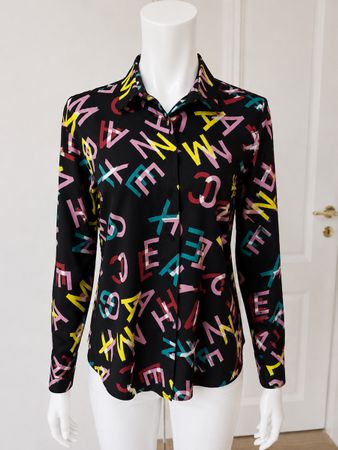 AX Armani Exchange Damenbluse Gr. M/Schwarz mit buntem Print
