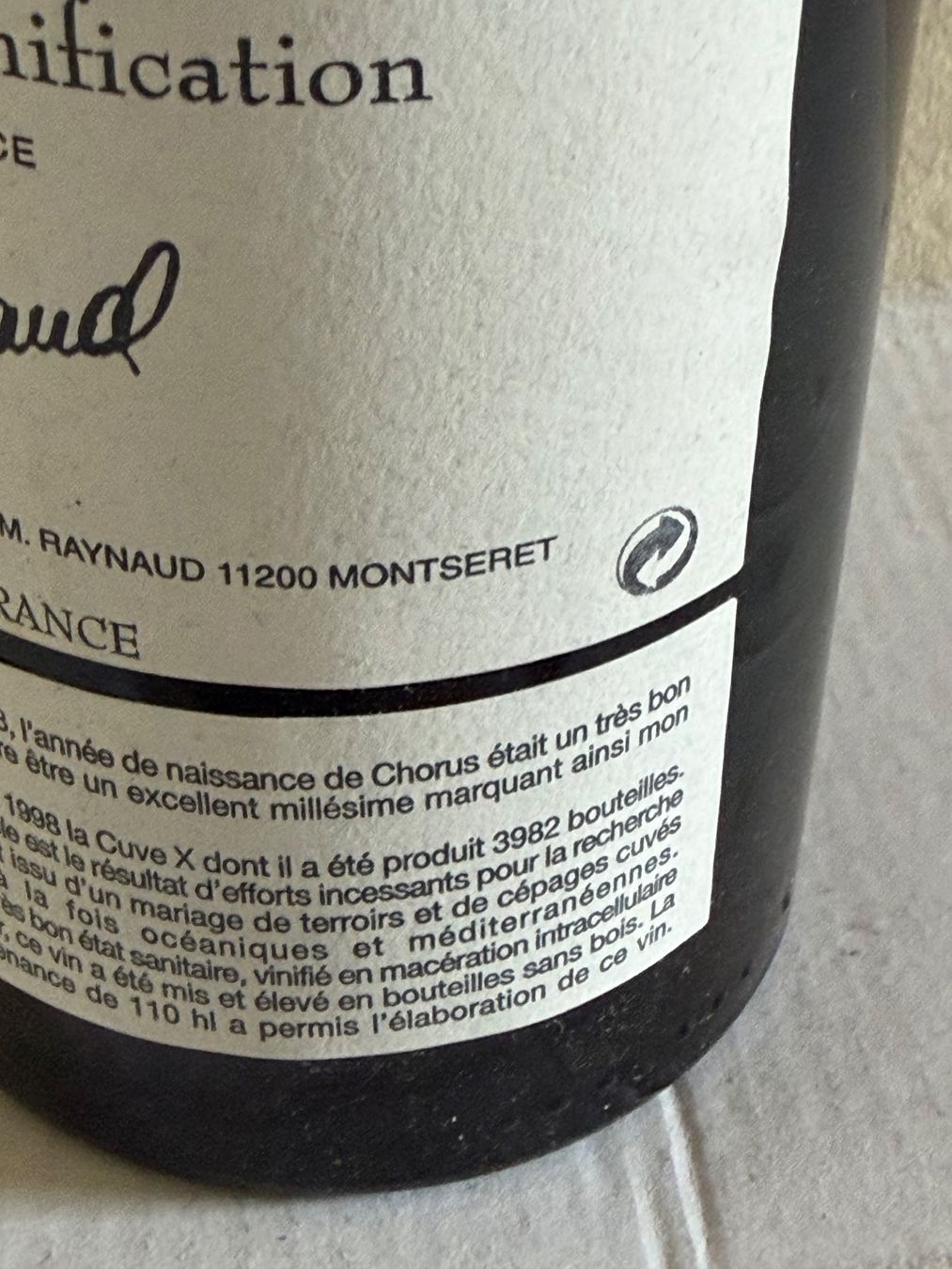 Vino: MICHEL RAYNAUD CX 1998 Dixième Vinification – Nuovo (secondo la descrizione) da La Tour-de-Peilz venduto da avediscipule 4