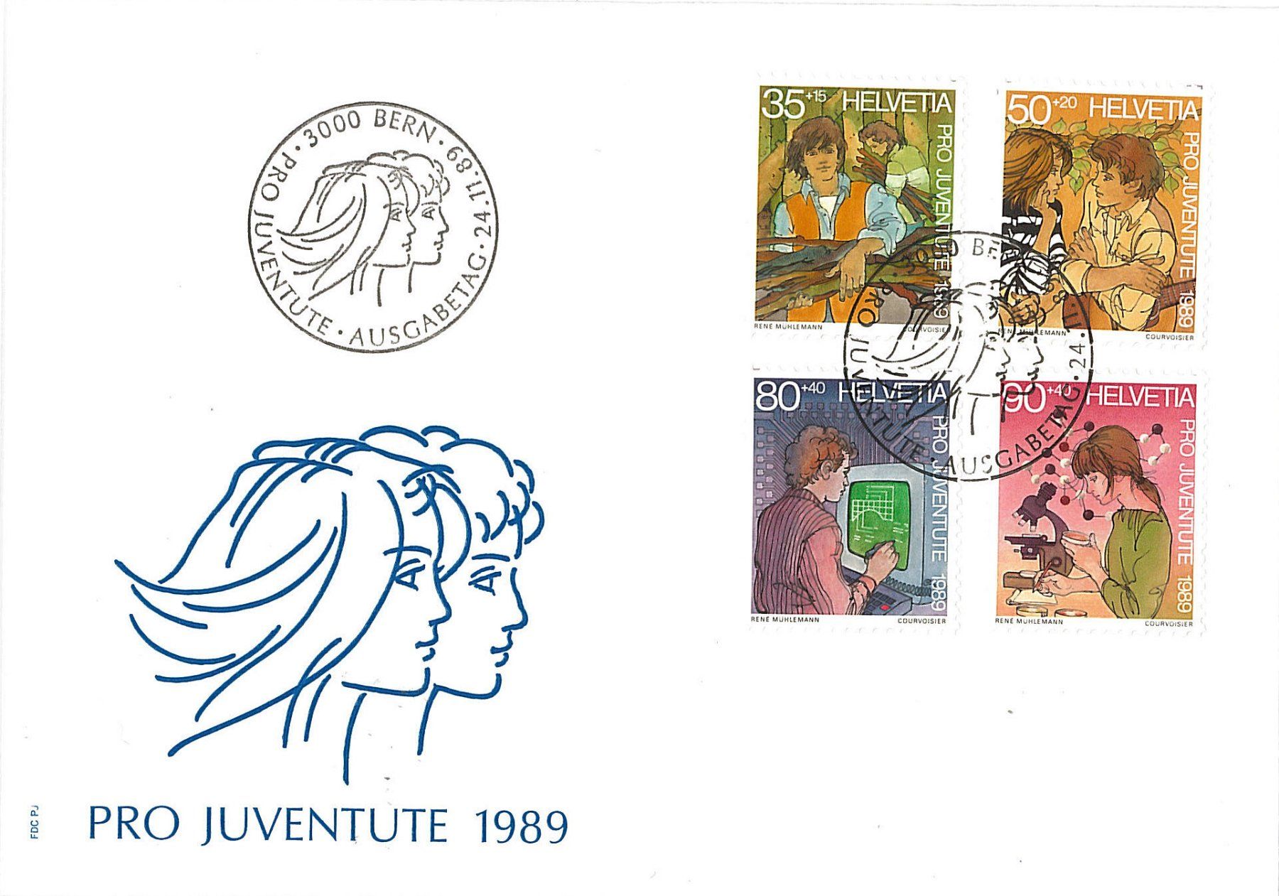 Alle Briefmarken: Kuvert Pro Juventute 1989 – Gebraucht aus Buochs von chicco64