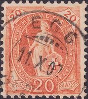 Stehende Helvetia: Nr.66E, Vollstempel EGG (AG): 11.OKT.1902