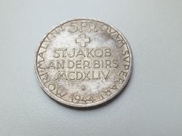 🇨🇭🤍 5 Francs 1944 St Jakob - XF