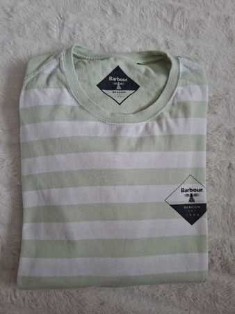 T-shirt rayé Barbour Beacon vert et blanc, taille XS, 
