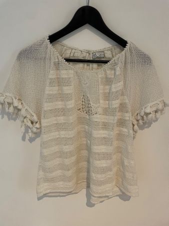 Zara TRF Boho Oberteil Gr. M offwhite