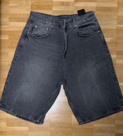 peso raws logo denim shorts washed grey 28