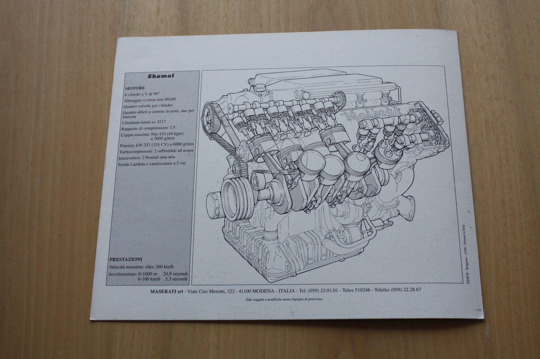 Maserati Documenti: Maserati Shamal 3.2 Prospekt – Usato da Wikon venduto da erwin400 2