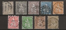 1862 : Serie Sitz. Helvetia Nr. 28 - 36 : KP 810.--