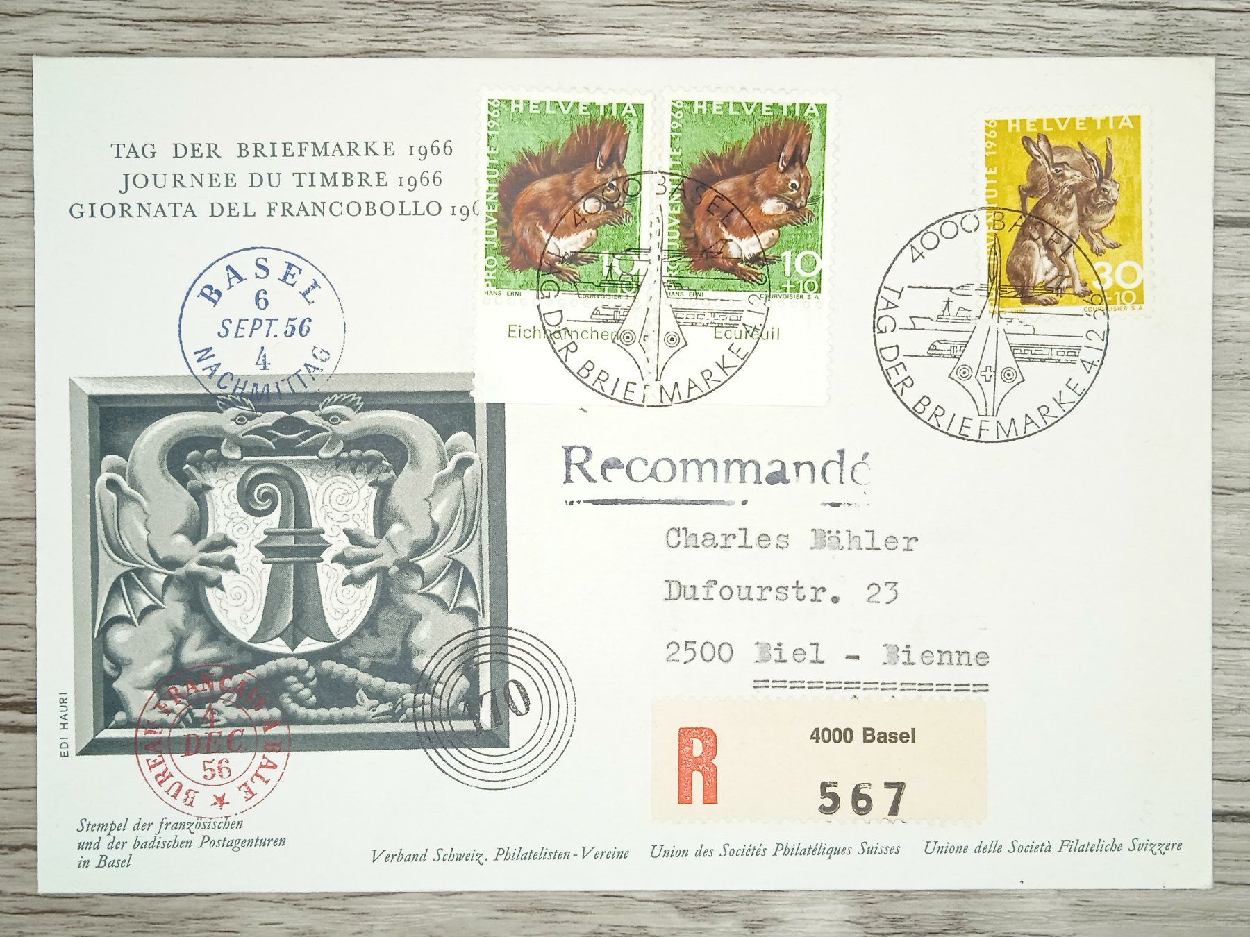 Tutti i francobolli: TR07 Enveloppe + Timbre Suisse 1966 – Usato da Cousset venduto da Patrick_Collections