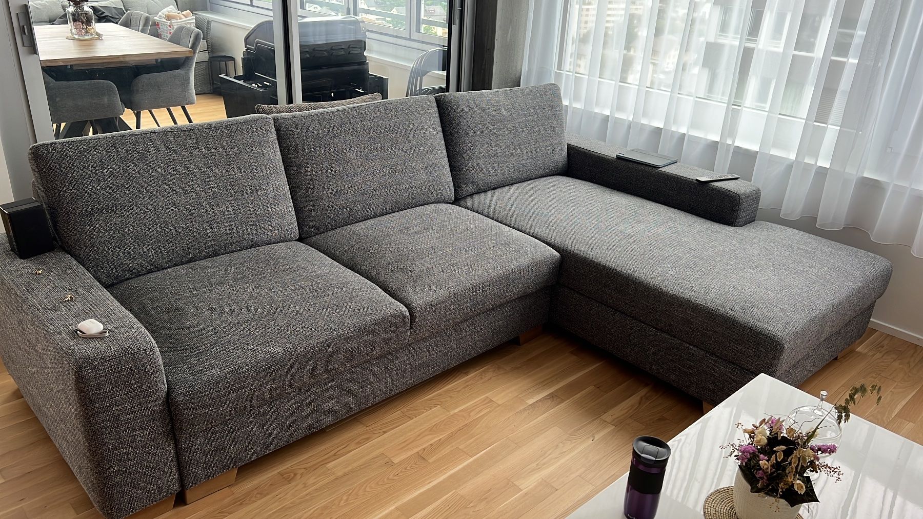 Ikea Divani: Bequemes 3er-Bettsofa mit Récamiere, grau – Usato da Beringen venduto da jbf_25pm