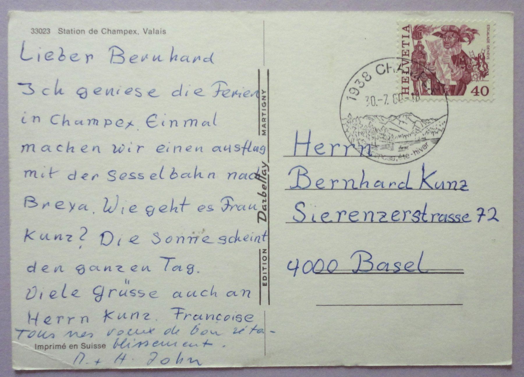 Cartoline postali: Champex-Lac – Difettoso da Fétigny venduto da Billy2miny 1