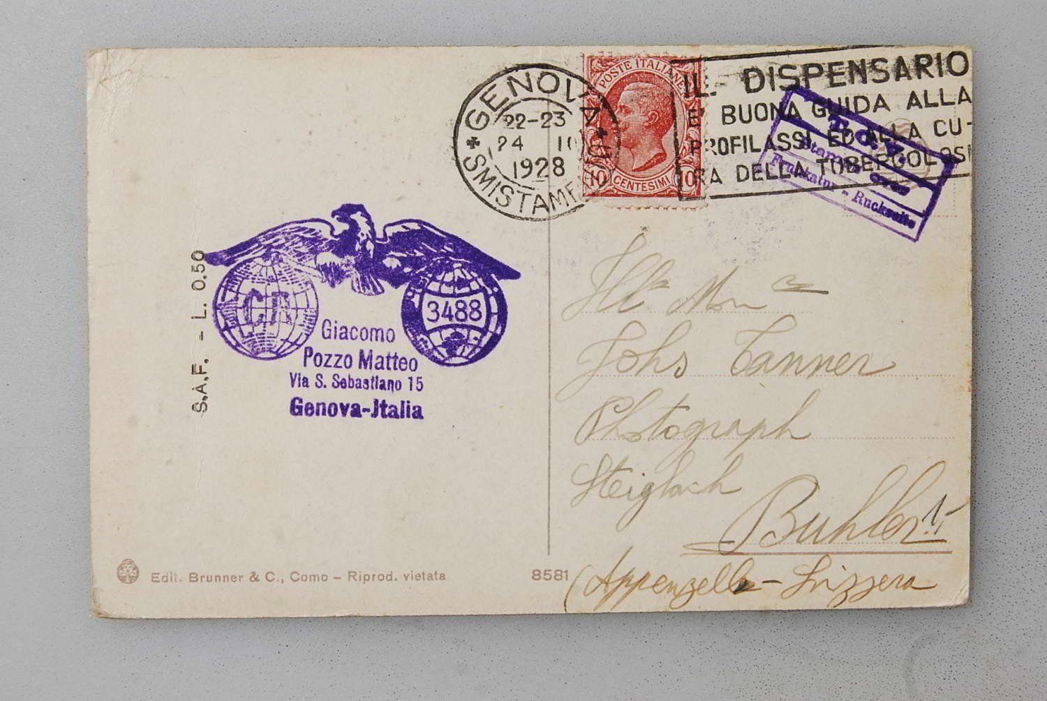 Cartoline postali: AK Genova - Nel Porto 1928 – Usato da Rüfenacht BE venduto da Toro06 1