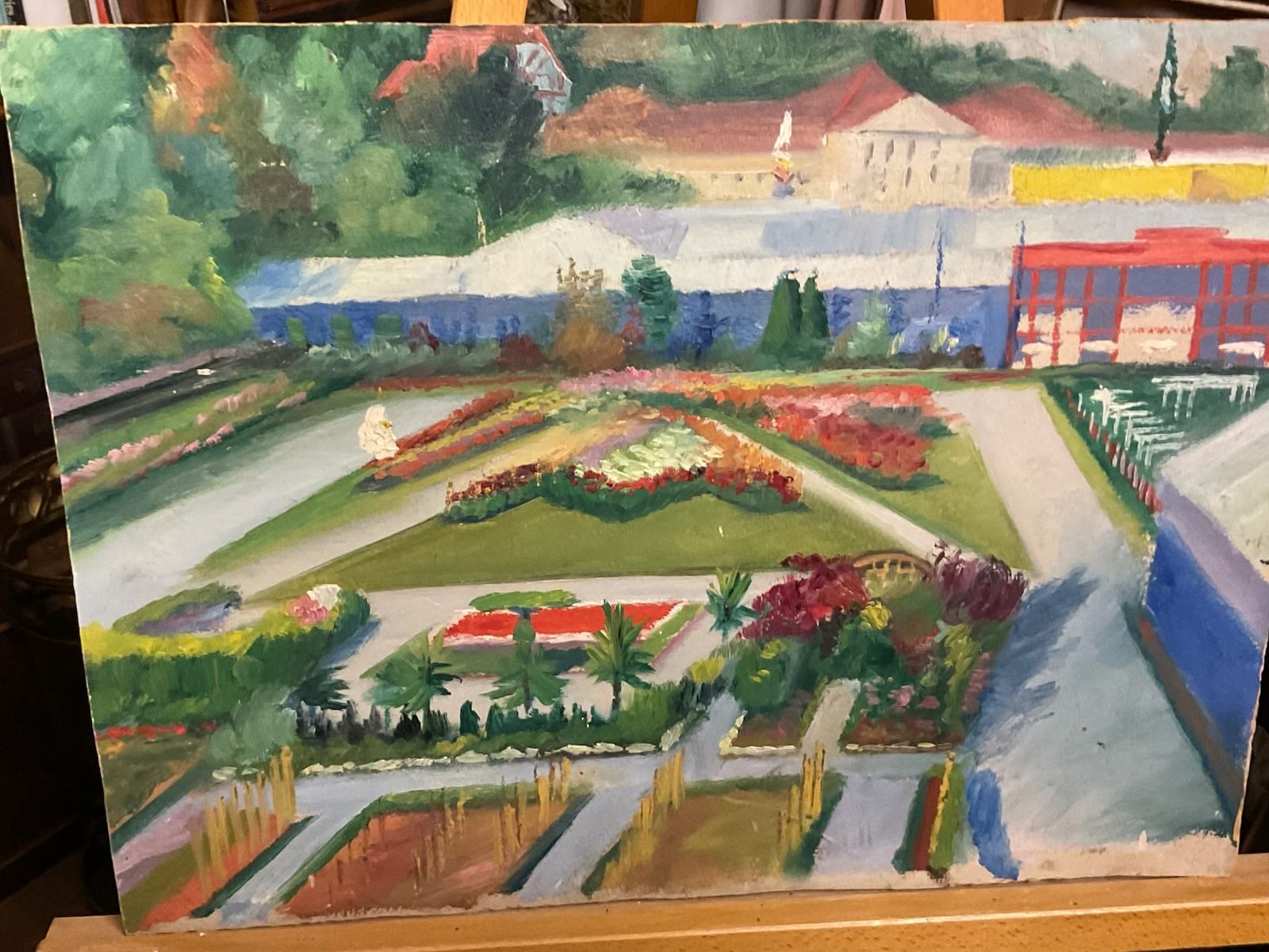 Dipinti: Ölbild signiert, Blumen E. Wagner Hinterseite Bild bemalt – Usato da Otelfingen venduto da Markthalle_C 3