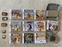 Nintendo DS Lite Silber + 15 Spiele + Etui & Ladegerät