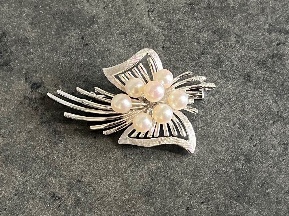 Ancienne Broche En Argent Massif Art Déco Nouveau créateur Perle