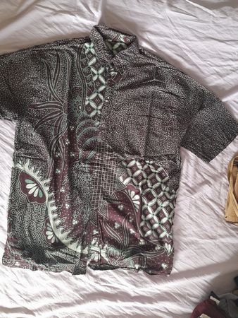 chemise vintage à motif végétal (taille petit, équivalent M)