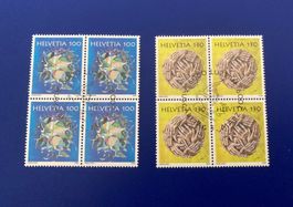 Verschiedene Serien 4er Blöcke mit ET-Stempel, 2009