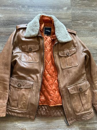 Lederjacke Vintage Look, Gr. S, warm mit gilet.