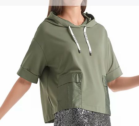 MarccainDamen Hoodie Shirt Sweat Kapuze Lockere Halbärme N3