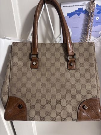 Gucci Handtasche GG Canvas Leder braun beige guter Zustand