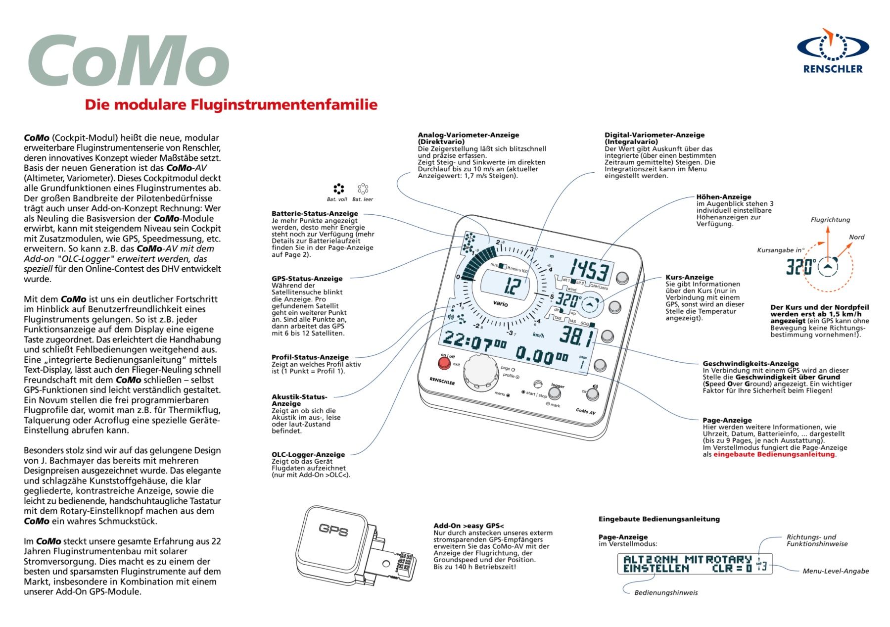 Flug- & Drachensport: GPS Vario Renschler CoMo AV – Gebraucht aus Jenins von  2