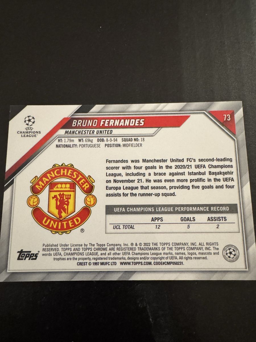 Topps Carte collezionabili: 2021-22 Topps Chrome UCL Bruno Fernandes #73 Refractor – Nuovo (secondo la descrizione) da Oekingen venduto da dav_lf5x 1