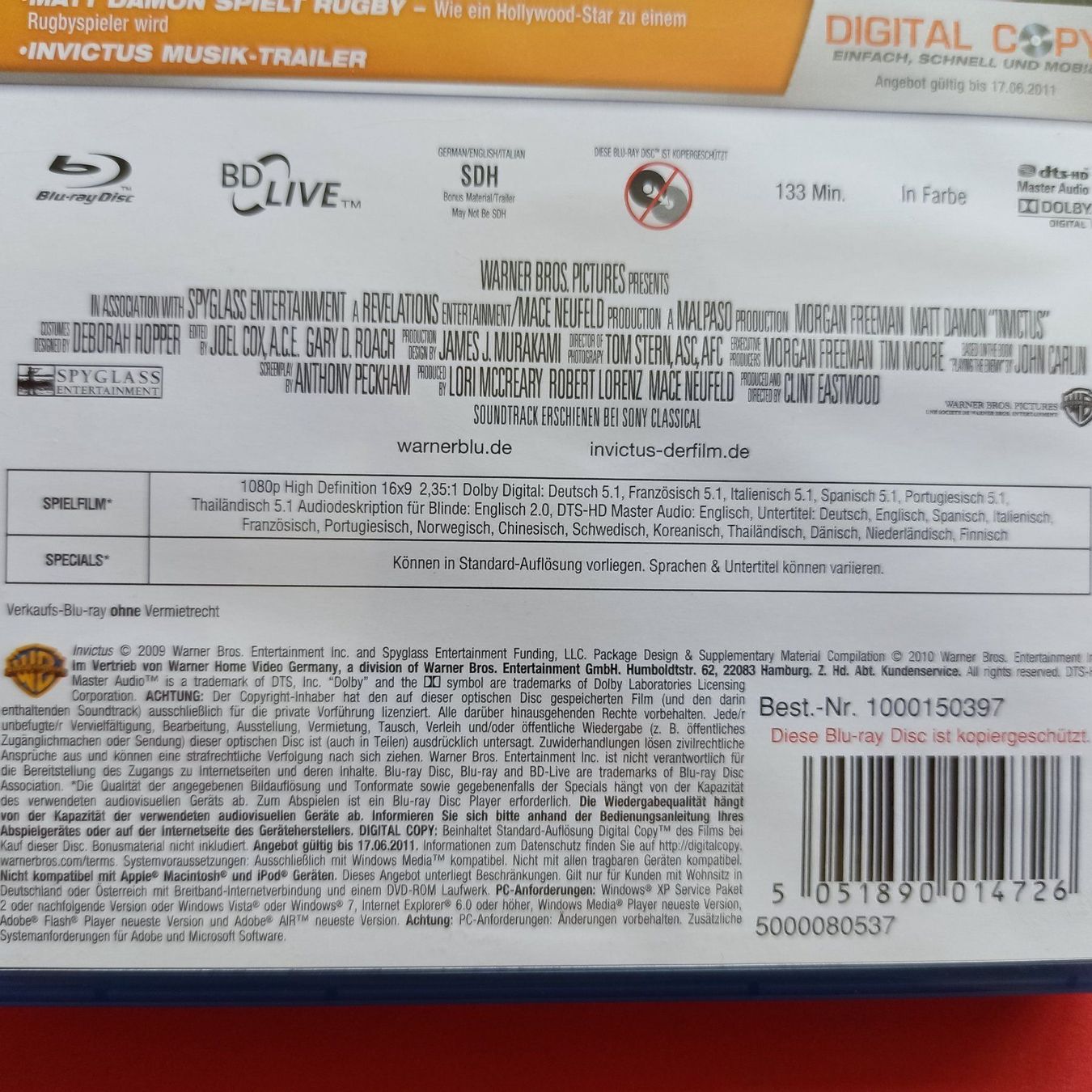 Tutti i DVDs: Invictus - Unbezwungen – Usato da Dübendorf venduto da kb86_MOVIE 2