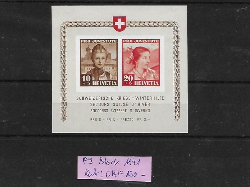 Tous les timbres: Block  PJ 1941 ** Kat: CHF 130.- – Neuf (Voir description) à Basel par Ilp