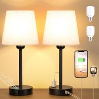 2er Set, Tischlampe mit Ladefunktion USB A+C-Anschlüssen